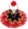 IBAKOM Mädchen Ballettkleid Spaghettiträgern Ballett Tanzkleid Schwanensee Spitze Perlen Camisole Trikot Turnanzug Tutu Kostüm Eiskunstlauf Tanzkleidung Ballerina Outfit Rot+Schwarz 5-6 Jahre