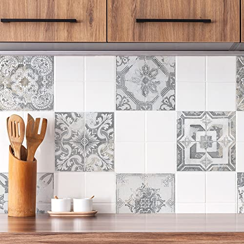 CREARREDA Piastrelle Adesive per Cucina, Bagno e Box Doccia Mattonelle Adesive Effetto Vintage, 20 Pz 15_x_15 cm, Impermeabile Vinile Autoadesivo Decorazioni per Bagno e Cucina, Made in Italy