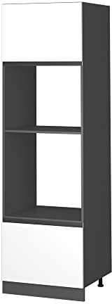 Vicco Mikrowellenschrank R-Line, Küchenregal für die Mikrowelle, Weiß/Anthrazit, 60 cm J-Shape