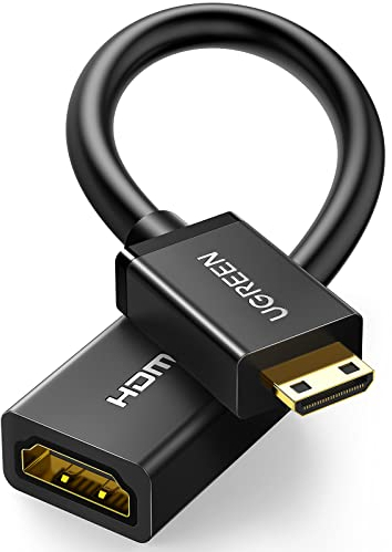 UGREEN Mini HDMI Adapter 4K Mini HDMI auf HDMI Adapter 18Gbps unterstützt 3D, Ethernet ARC kompatibel mit Raspberry Pi Zero 2 W, Canon Kamera(50CM)