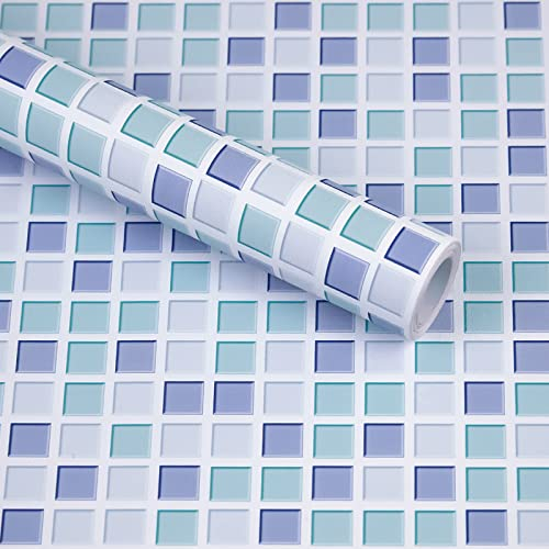 Hode Fliesenaufkleber Mosaik Blau 60X500cm Selbstklebend für Küche Bad Wasserdicht Dekorative Fliesen Folie Tapeten