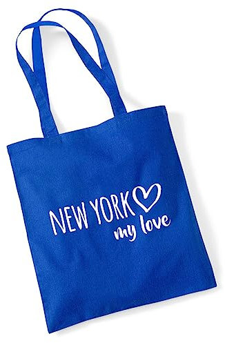 Huuraa Tote Bag New York my love Geschenk 10 Liter Bright Royal Baumwolle New York Mitbringsel