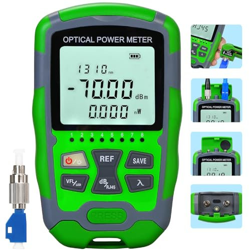BAOSHLA A-M70 4 in 1 Function 50MW VFL Visual Fault Locator & OPM Portable Optical Power Meter (FC/SC/ST) & RJ45 Network Test & LED Lighting Portable Fiber Optic Tester ‑70 to +10 1pc FC to LC Adapter