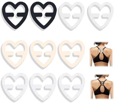 10 Stück BH Träger Clip, Damen BH Träger Halter, Unsichtbar BH Träger Clip, rutschfest, Aus Jersey-Kunststoff, BH-Zubehör, Passend Für Alle Körbchengrößen (Weiß, Schwarz, Transparent, Teint)