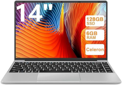WOZIFAN PC Portatile 14 Pollici Win 11 128 GB ROM Celeron N4020 2.4G+5G WiFi upto 2.8 GHz Supporta l'espansione SSD 1TB 4.2 USB HDMI Tastiera Italiana Membrana Mouse Senza Fili-Argento