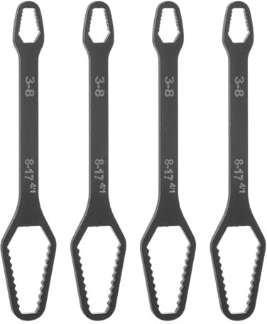 QUARKZMAN 4Pcs Clés Universelles Multifonctions à Double Extrémité de 3 à 17 mm, Épaisseur de 0,14, Longueur de 5,9, Électrophorèse, Clés à Cliquet Auto-Serrantes Réglables, Noires
