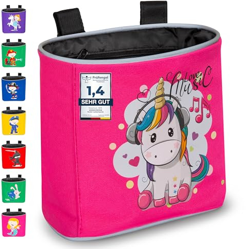 GRINSEZWERGE Kinder Lenkertasche | Laufrad Lenkertasche | Fahrrad Lenker Tasche | Fahrradkorb Fahrradtasche Laufradtasche Lenkerkorb | Dreirad Scooter Roller Tasche Zubehör Kinderfahrrad | Einhorn