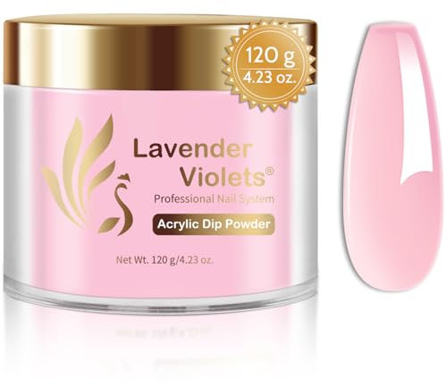 Lavender Violets 120g Pink Acrylic Powder - 4oz Large Dipping Powder Nail Color 2 in 1 3D French Nail Art Starter Manicure, Strengthen Nail Powder for Acrylic Nail Extension Carving Nails L003