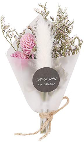 Mini-Trockenblumenstrauß – Kleiner Blumenstrauß, getrocknete Blumen, Hochzeitsdekoration, getrocknete Blumen, (rosa weißes Kaninchen)