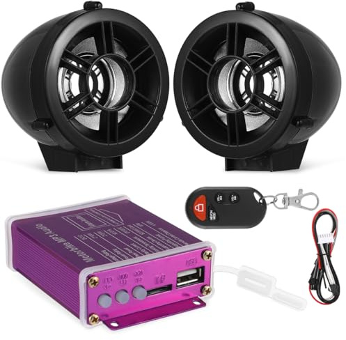OUNONA Altavoces para motocicleta, amplificador, sistema de sonido de audio, sistema de sonido de radio para motocicleta