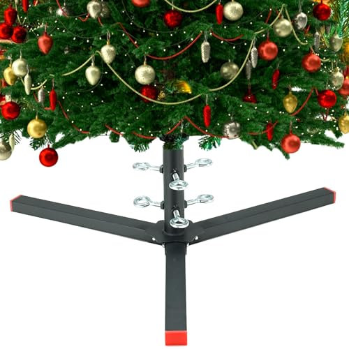 Starbover Christmas Tree Stand for Artificial Trees, Metal Xmas Tree Holder for Trunks of 1.9cm-3.2cm, Heavy Duty Christmas Tree Holder Stand for 4-7FT Artificial Trees, Black