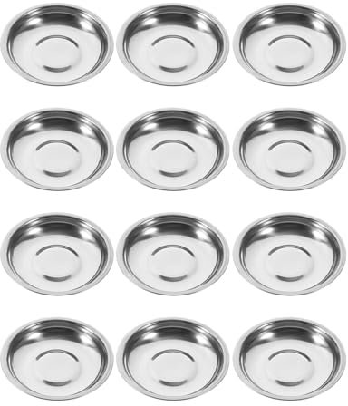 TOZBLEU 12 pcs Mini Bol à Sauce,Soucoupes En Acier Inoxydable, Petits Bols d'Épices, Bols à Tapas, Bol d'Assaisonnement,Petit Bol Rond Pour Sauces Snacks Apéritifs Sushis Épices(6cm)