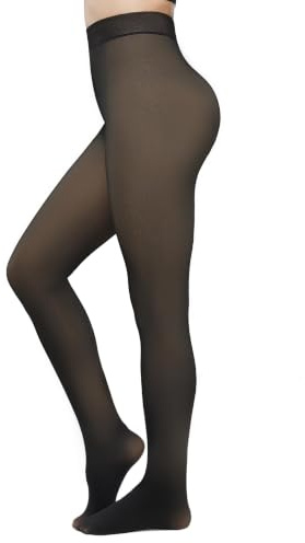 KBVOT Thermo Strumpfhose Damen Winter Gefütterte Thermostrumpfhosen Fleece Wärme Dicke Strumpfhosen Durchscheinend Pantyhose High Waist Dicke Leggins