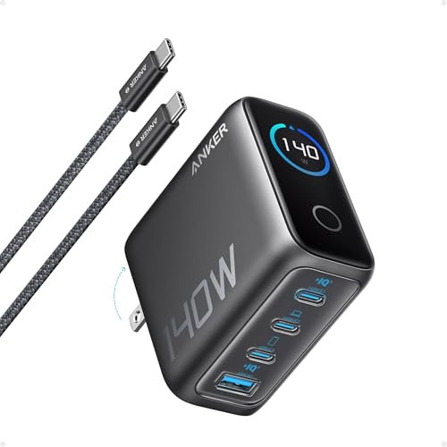 Anker 140W Max 4-Port GaN Charging Blocks,Smart Display for MacBook Charger