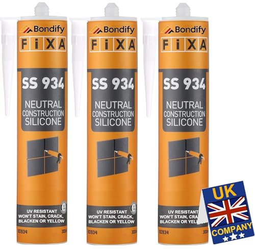 BONDIFY Waterproof Exterior Silicone Sealant White Outdoor Anti Mold 3 x 300ml, SOLVENT-FREE Kitchen Bathroom Silicone Sealant Upvc Window Frame Outdoor, 100% Silcone