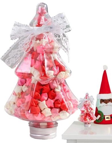 Lpsdssre Weihnachtsstern Glas | Papiersternstreifen | Süße Weihnachtsdekoration | Farbverlauf Stern Flasche | Weihnachtsbaum Stern Jar Charmantes Farbverlauf Design für Weihnachten, Neujahr