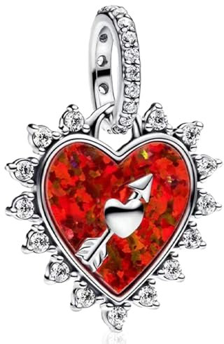 Rimgoris Charm aus 925er Sterlingsilber für Damen Armbänder Halskette Pfeil durchs Herz 5A Zirkonia Charms zum Valentinstagsgeschenk für Damen