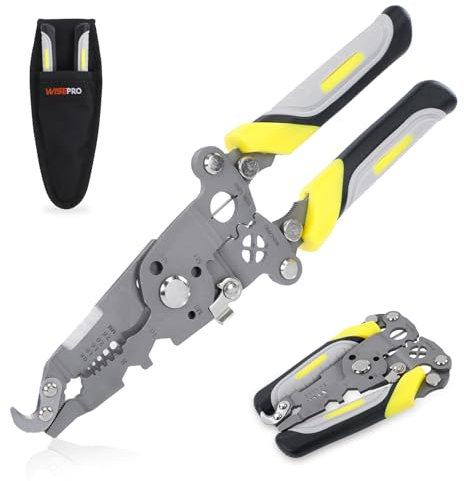 WISEPRO 18 in 1 Wire Stripper Foldable, Multipurpose Electrical Wire Stripper and Wire Crimping Tool, Wire Cutter, Wire Crimper, Screw Cutter, Cable Cutter, Wiring Tools and Multi-function Hand Tool
