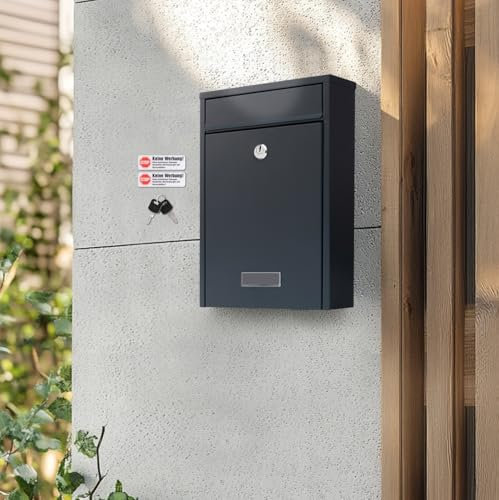 Zedelmaier Briefkasten anthrazit Wandbriefkasten für Mehrfamilienhaus Briefkasten mit Schloss Briefkasten inkl. 2 Schlüssel Briefkasten passend für DIN B5 Umschlag (anthrazit 7,5 X 21,5 X 30,2 cm)