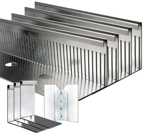 Premium Kiesfangleiste Aluminium 4 Meter x 80mm KantFuchs24 Exklusiv Randabschluss Kiesbeläge Dachbegrünungen Flachdächer Made in Germany 4x 1 Meter mit 3 Stoßverbindern und einem Eckverbinder