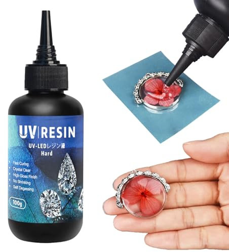 UV Resin,UV Kleber,100g UV-Harz,Epoxidharz Zubehör,Keine Vergilbung,Kristallklar, DIY Kunst Anhänger,Ohrringe,Armbänder,Halsketten,Handwerk,Schnellste Aushärtung