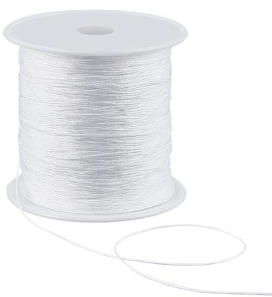 AHANDMAKER Cordoncino di nylon intrecciato da 137 metri, 0,5 mm, colore bianco, per perline cinesi, nodi cinesi, creazione di gioielli, kumihimo, cucito, artigianato, veneziane, cordoncini di ricambio