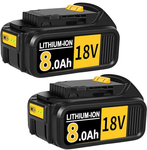 2Pack 8.0Ah Lithium Batteries Replacement for Dewalt 18V Battery Compatible with Dewalt DCB184 DCB200 DCB1820 DCB181 DCB182 DCB201 DCB200-2 Cordless Power Tool