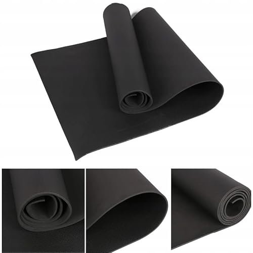 Rosfix Gymnastikmatte 180x62cm – Rutschfest, gut gepolstert 10mm dick | NBR-Material, schwarz | Fitness, Pilates, Reha | Fitnessmatte
