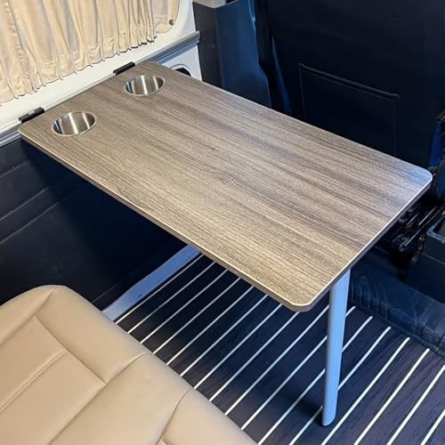 YGER JZGB Table Murale Rabattable, Amovible Table Camping Car avec 2 Porte gobelets, Design Pliable, pour Les Pique Niques en Extérieur, Les Camping Cars(Gray)