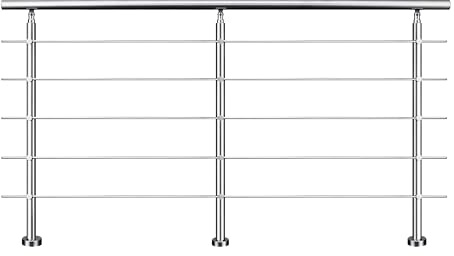 AICA Barandilla de escalera de acero inoxidable - pasamanos de escalera para interior y exterior escaleras, parapeto, balcón (240 cm 5 barras transversales ）