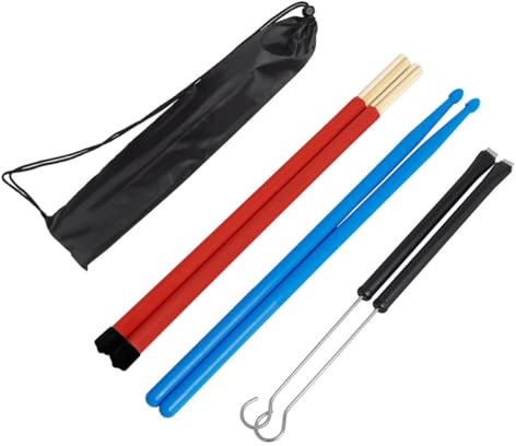 BESTYASH Set de Baquetas y Escobillas de Alambre para Batería con Material Duradero y Antideslizante, Incluye Bolsa Portátil para Estudiantes y Músicos