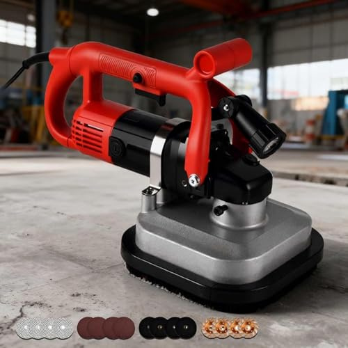 3600W Bodenschleifer und Polierer Elektrische Diamantbodenschleifer Poliermaschine Betonschleifer Set 6-fach einstellbar mit LED-Licht 600-3000RPM für Beton Zement Verlängerungsstange