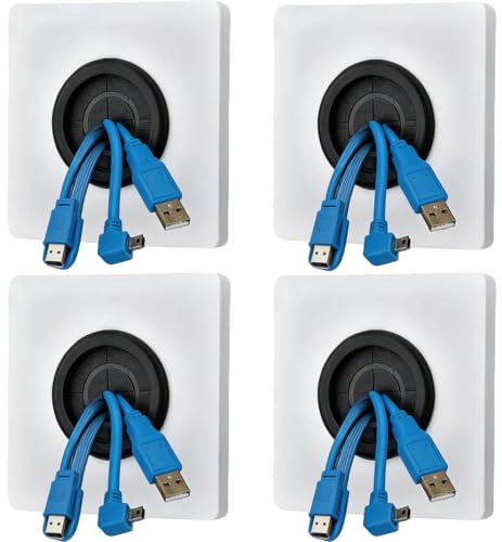 4 PCS Cable Entry Cover, Brush Wall Plate, Cable Cover Wall, Single Gang Brush Panel for Covering Outlets, Receptacles and Tidying Cords for Cables - White