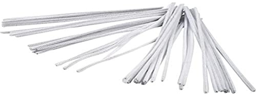 Chenilledraht, Dicke 6 mm, 30 cm, weiß, 50Stck