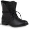 Trendy Damen Schuhe Stiefeletten Blockabsatz Leder-Optik 44438 Schwarz Schwarz 40 Flandell
