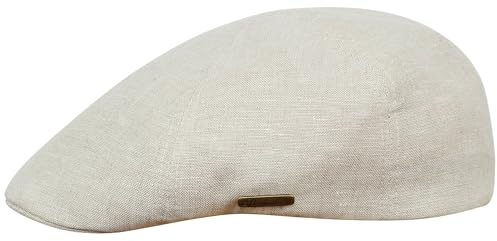 Sterkowski Rusty Duckbill Mütze | 100% Naturleinen Schiebermütze für Herren und Damen | Leichte Sommer Cabrio Flatcap Newsboy Gatsby Golf Cabrio Kappe Vintage Leichte Sonnen Schirm Beige 62