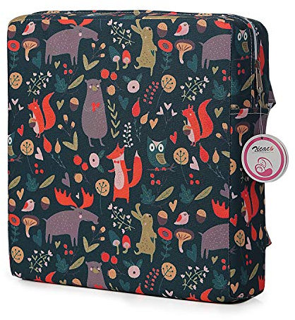 Zicac Portable Réhausseur Coussin de Siège Chaise Haute avec Boucle de Sécurité pour Repas Voyage de Bébé Bambin Enfant Tout-Petit Motif de Cartoon Animaux Coloré (Animal)
