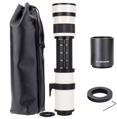 JINTU 420-1600mm F/8.3 Telephoto Zoom Lens Manual Focus for Canon EF Mount Lens 4000D 2000D 1200D T8i T7 T7i T6 T6s T6i T5 T5i 80D 77D 700D 70D 60D 50D 5D 6D 7D 600D 550D SLR Camera Lens Wildlife