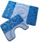oKu-Tex Design Badematte Antirutsch Set 2 Teilig, rutschfest & waschbar, Badvorleger 60 x 100 cm für das Badezimmer, WC Vorleger mit Ausschnitt 50 x 60 cm, gestreift Kreise, hellblau blau