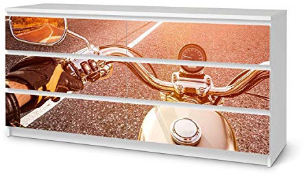 Möbelfolie selbstklebend passend für IKEA Malm Kommode 6 Schubladen (breit) I Möbeldeko - Möbel-Aufkleber Folie Tattoo I Wohndeko für Esszimmer und Wohnzimmer - Design: Easy Rider