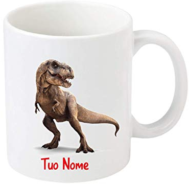 Little Flight Dinosauri T-Rex Tazza in Ceramica per MICROONDE da 325 ML per Bevande Calde