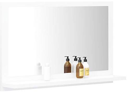 Tidyard Miroir de Salle de Bain Miroir Mural Miroir avec Tablette Blanc 60x10,5x37 cm