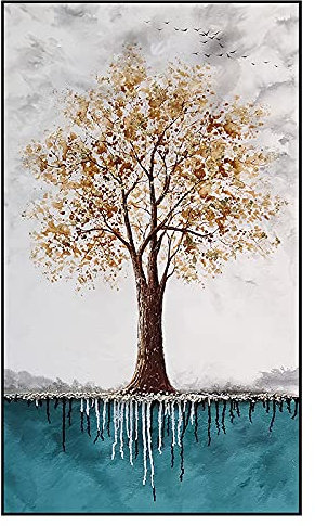 Quadri Astratti Dipinti A Mano,Contemporaneo Albero Della Vita Lamina D'Oro Texture Verticale Grandi Dipinti Ad Olio Arte Moderna Astratta Ar Duerk Tela Wall Art Dipinti Soggiorno Camera Da Letto Ho