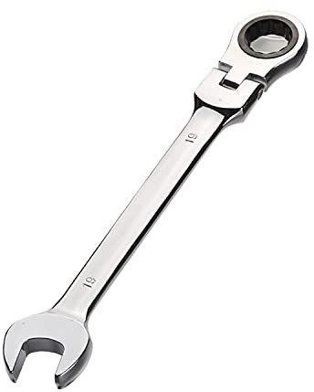 Aoktorkit Metric Tool Flex-Head Ratcheting Wrench 19MM,Professional Chrome Vanadium Ratchet Spanner Steel 72 Teeth 12 Point for DIY,Pipeline,Bicycle Repair and Home Maintance