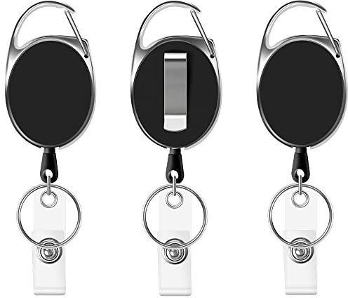 Schlüsselanhänger Ausziehbar, 3 Stücke Schlüsselband Ausziehbar, Einziehbarer Ausweishalter, Retractable Schlüsselrolle Ausweis Jojo mit Schlüsselring für ID-Kartenhalter, Schlüssel, Zugangskarte