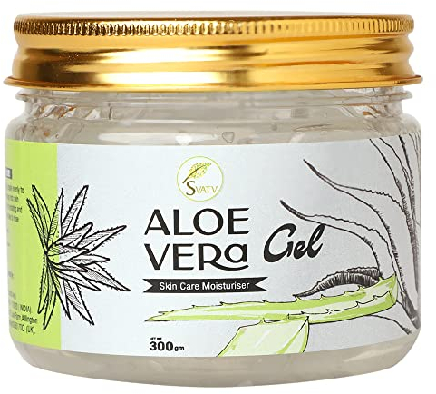 SVATV Natürliches Aloe Vera Gel für Gesicht, Haut, Haare & Sonnenbrand Relief mit kaltgepresstem, veganem, geruchlosem Gel | Geeignet für alle Hauttypen für Männer & Frauen – 300g