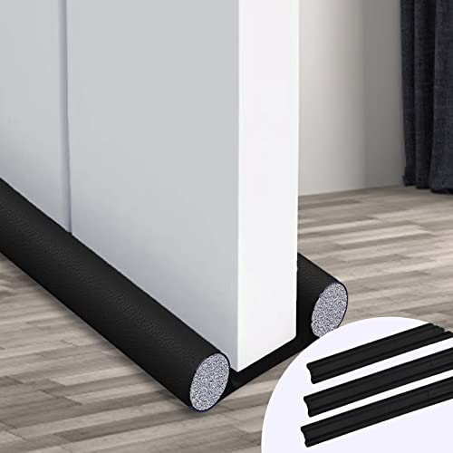Zugluftstopper Für Türen 3 PACK,Türdichtung Zugluftstopper,Türluftstopper für Schutz,Windstopper Tür,Türbodendichtung,Luftzugstopper mit Doppeldichtung,Türbodendoppeldichtung(Schwarz)