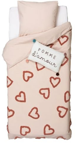 Atmosphera - Parure de lit - Coton tufté - Rose - 140x200 cm