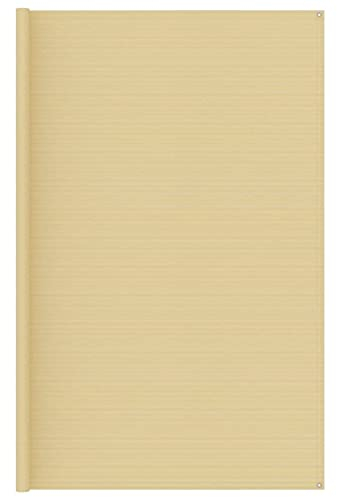 Tidyard Zeltteppich Vorzeltteppich Campingteppich Vorzeltboden Zeltboden Camping Teppich Wohnwagen Terrasse Outdoor-Teppich 300 x 600 cm (B x L) Mit integrierten Ösen an den Vier Ecken,Beige