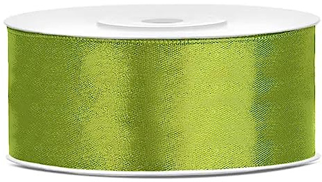 Band, 25 mm, Grün, Rolle aus doppeltem Satin, 25 m, Band für Hochzeit, Taufe, Weihnachten, Neujahr, Geschenkidee